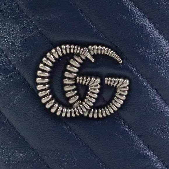 Auth Gucci Gg Marmont Shoulder Bag Navy #160788G51B - Picture 10 of 14